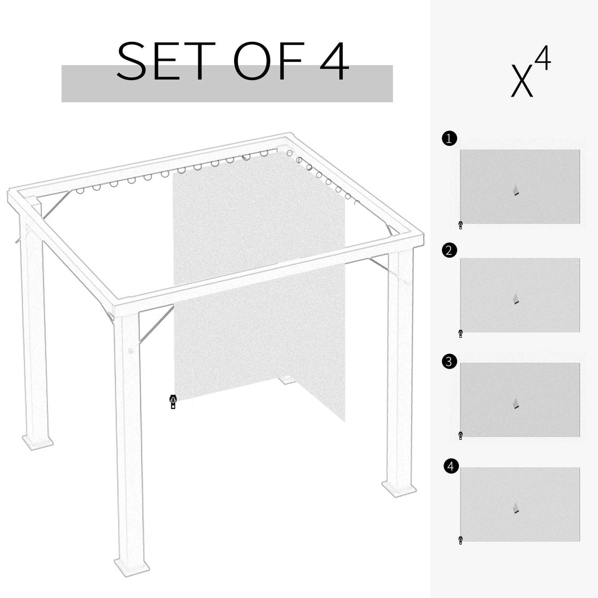 Set of 4 beige gazebo privacy panels for full enclosure installation