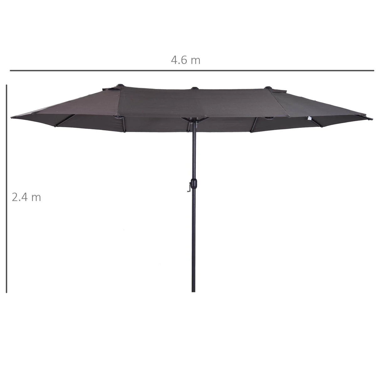 4.6 m patio parasol with dark gray canopy and center pole