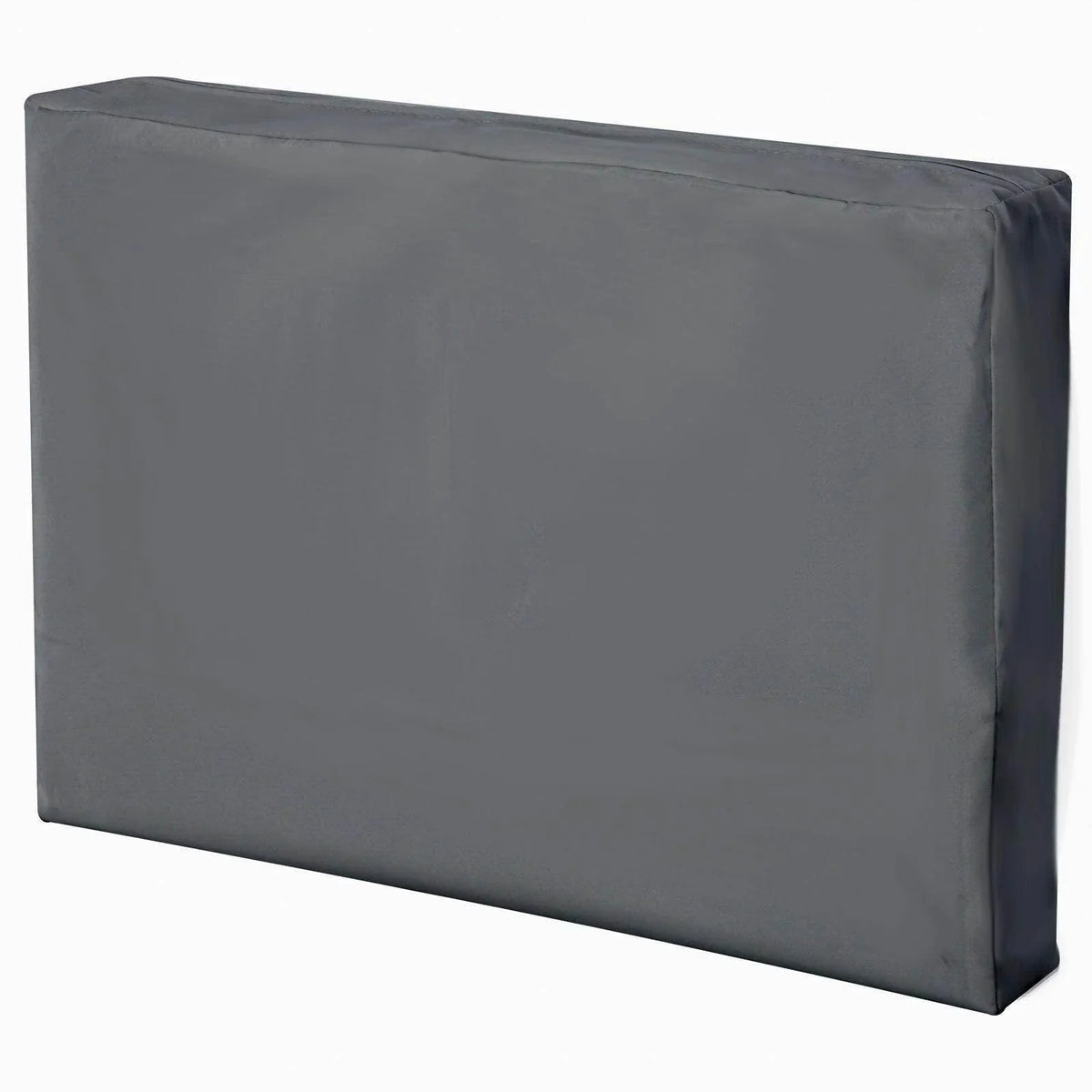 Grey rectangular cushion cover with smooth panel and corner seams