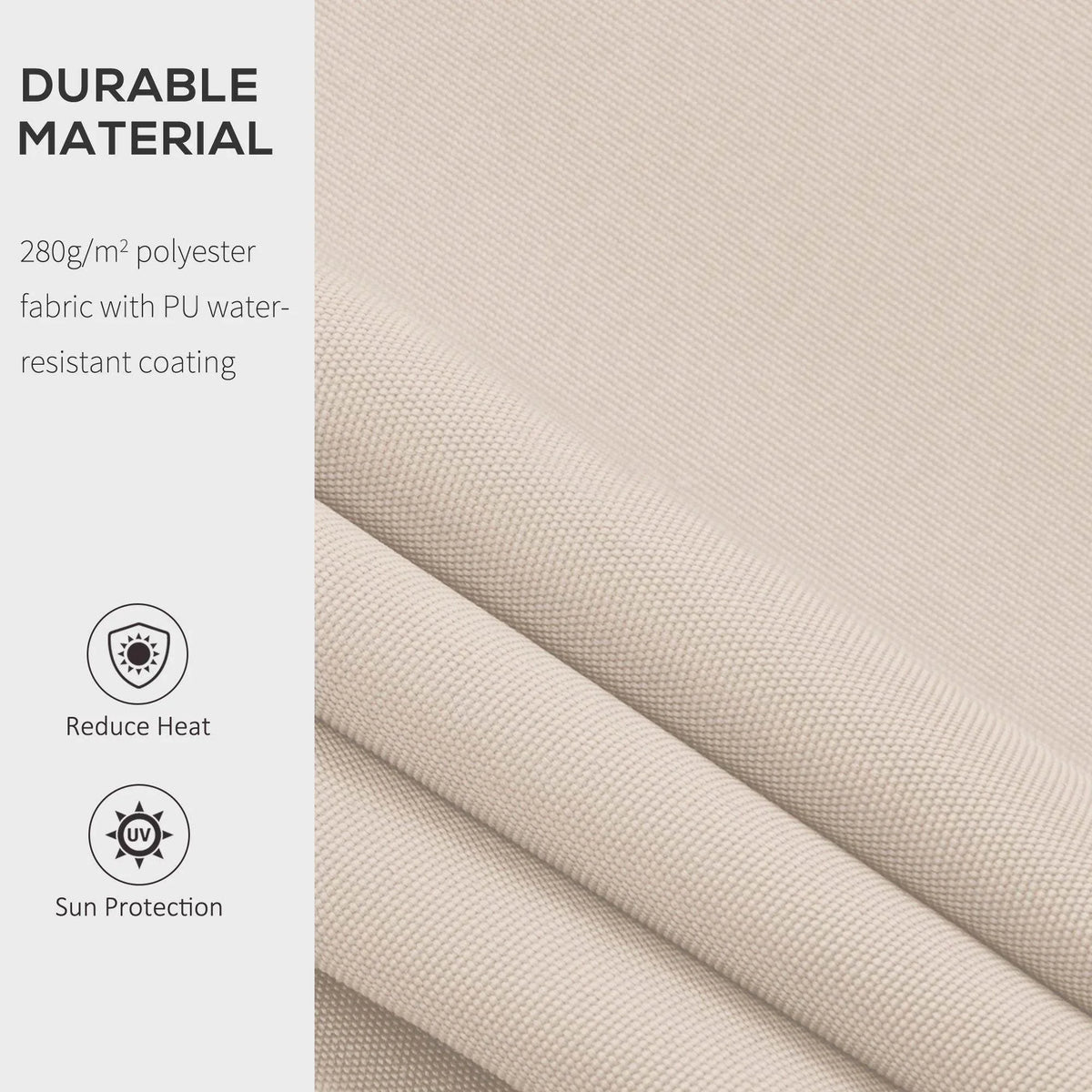 Beige canopy fabric with fine textured weave for water resistance and sun protection
