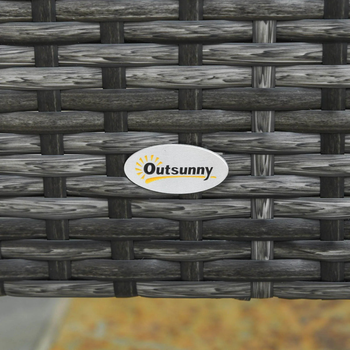 Grey woven wicker texture with Outsunny logo on outdoor sofa panel