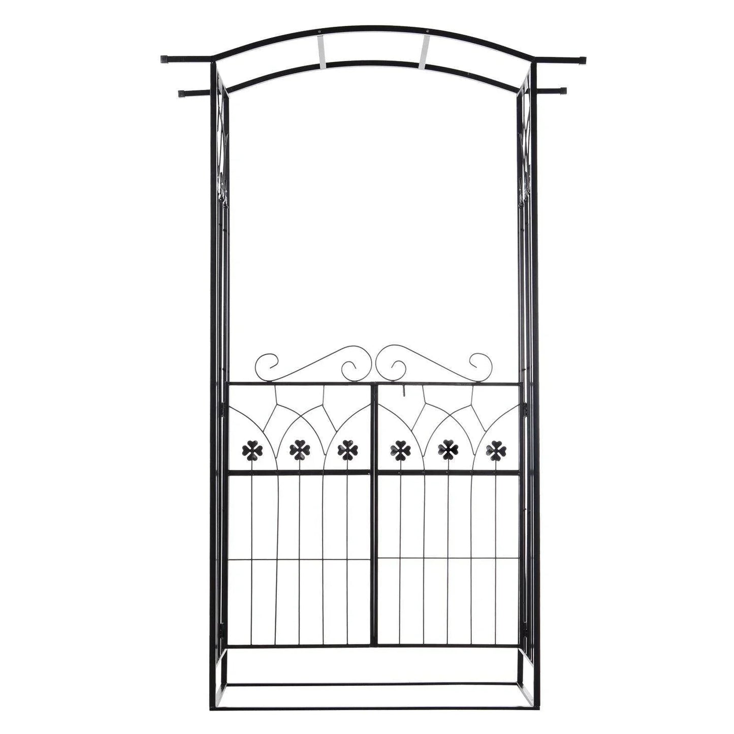 Outsunny Outdoor Garden Arch with Gate - Black - ALL4U RETAILER LTD