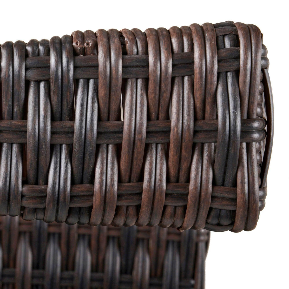 Close-up of brown woven rattan wicker pattern on chair back