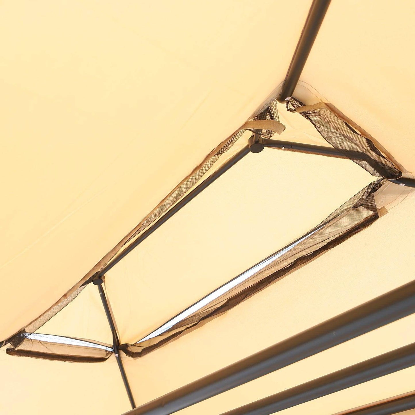 Outsunny Outdoor Swing Hammock Bed with Canopy - Beige - ALL4U RETAILER LTD