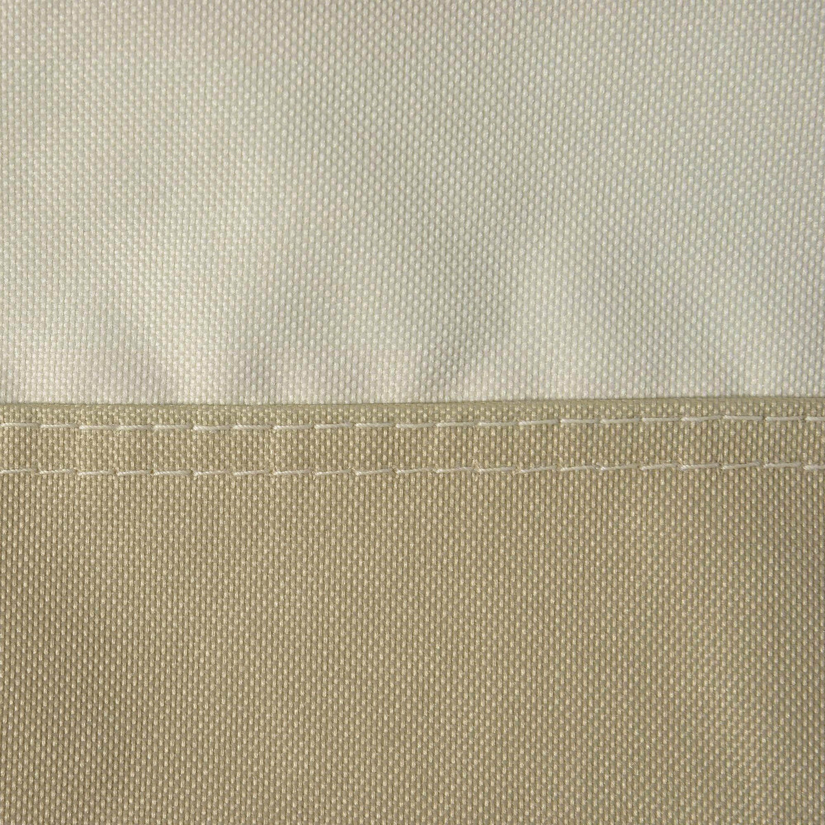Beige woven Oxford fabric chair-cover close-up with double-stitched seam.