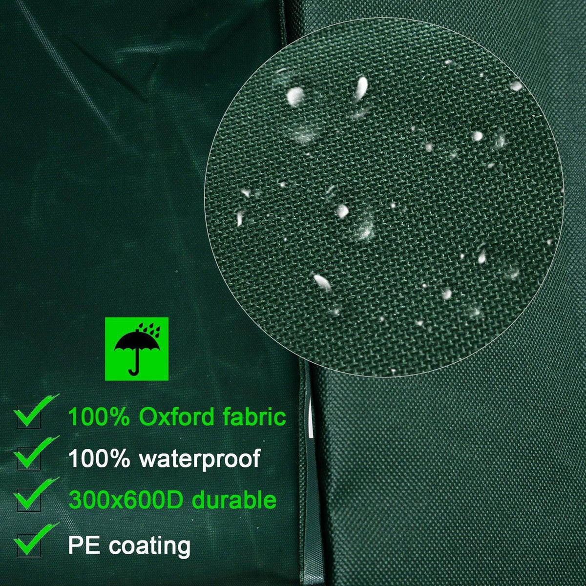 Waterproof Oxford fabric with PE coating, 300x600D durable green outdoor cover