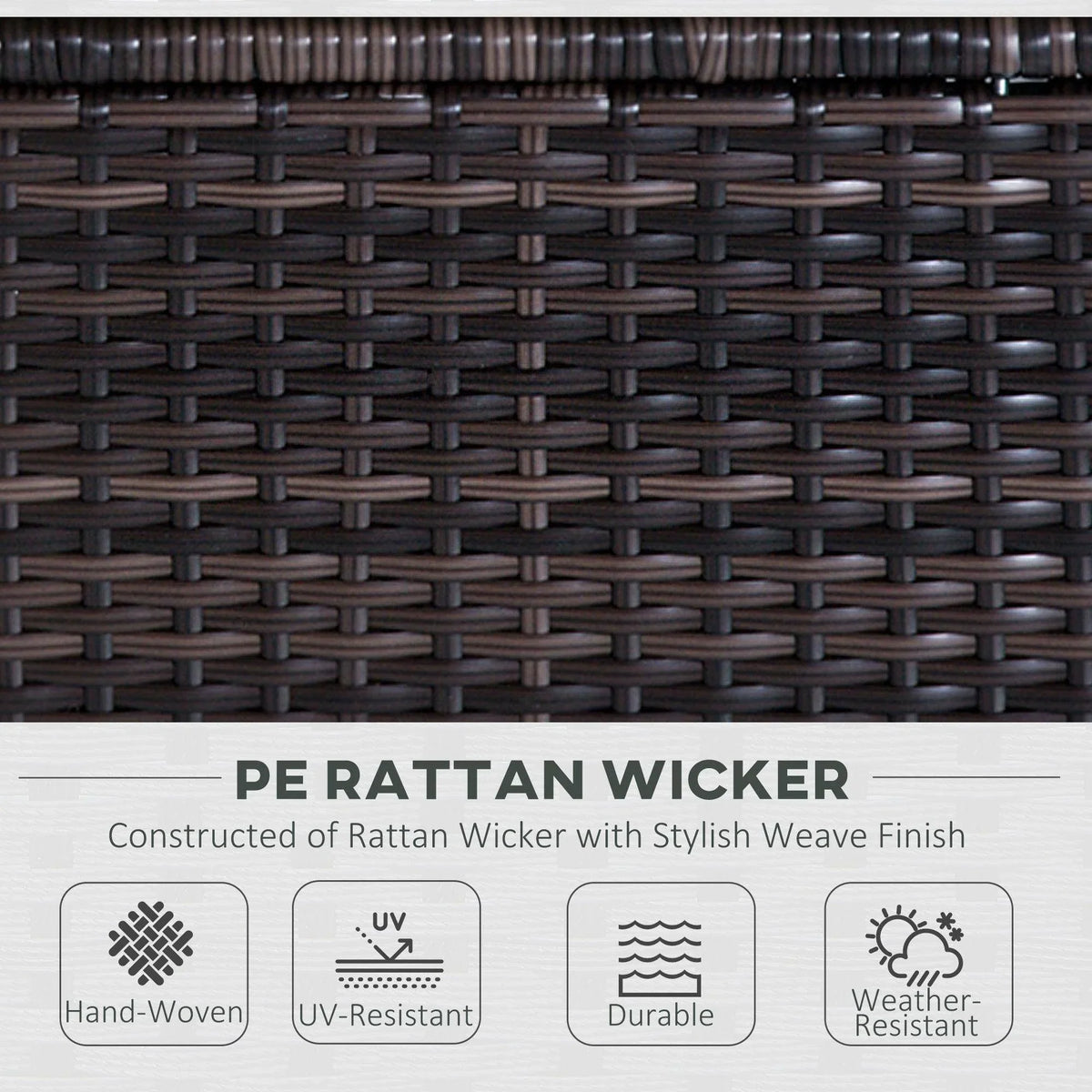 Close-up of dark brown rattan wicker weave panel with durable grid pattern