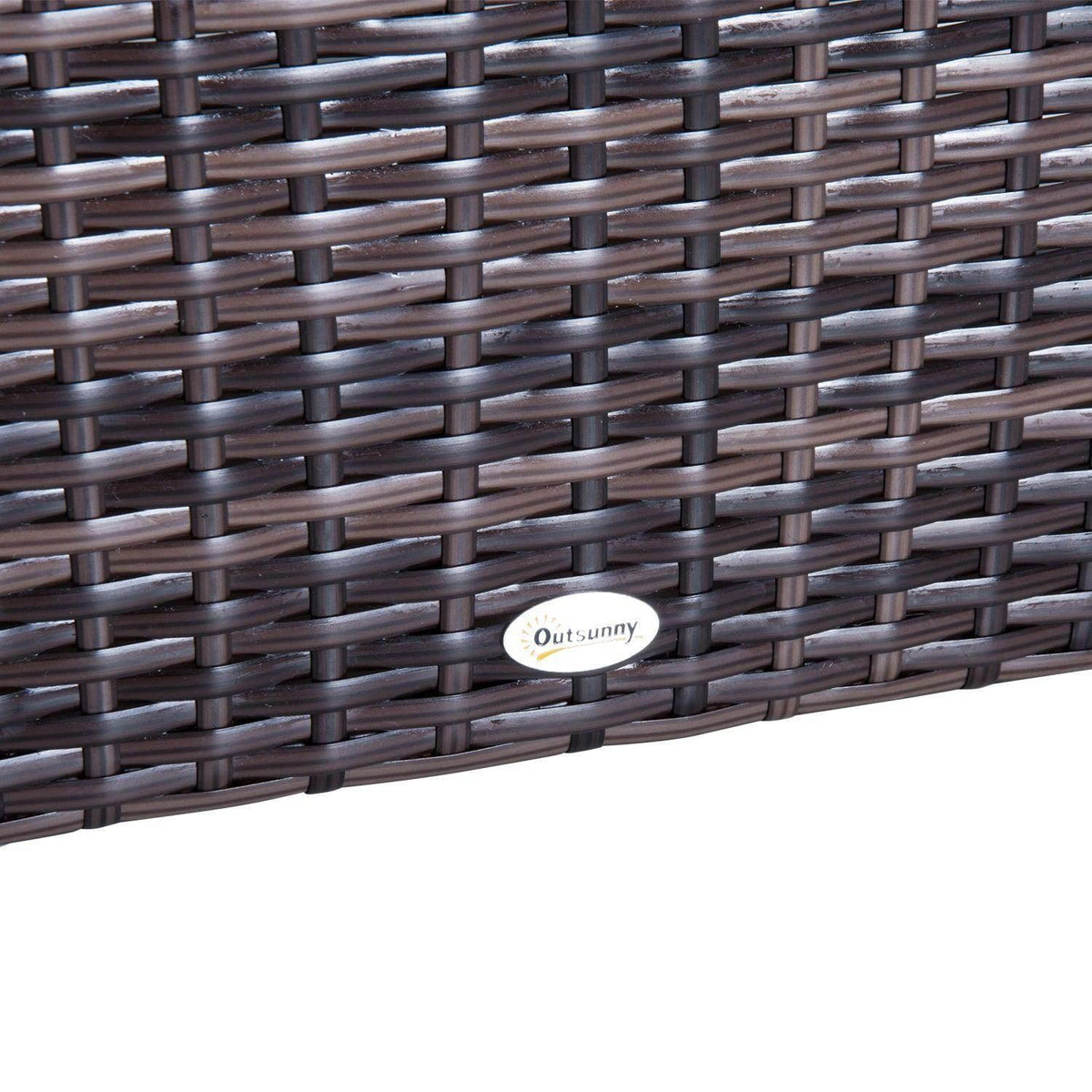 Dark brown woven rattan panel with Outsunny logo tag