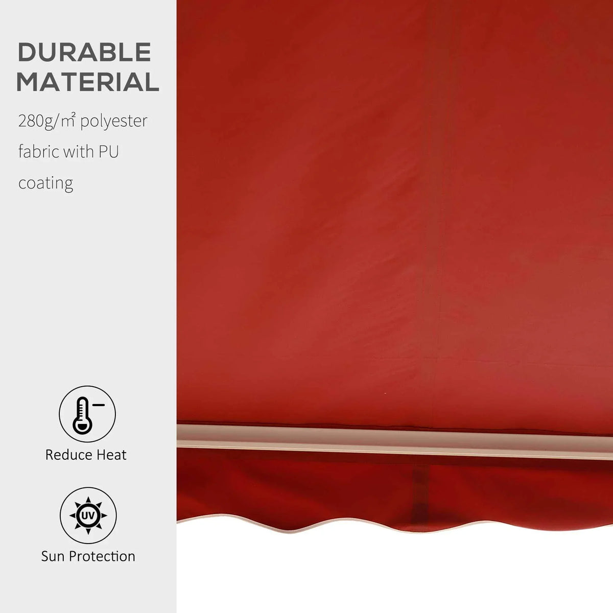 Red polyester sun shade canopy fabric with UV protection and reduced heat coating