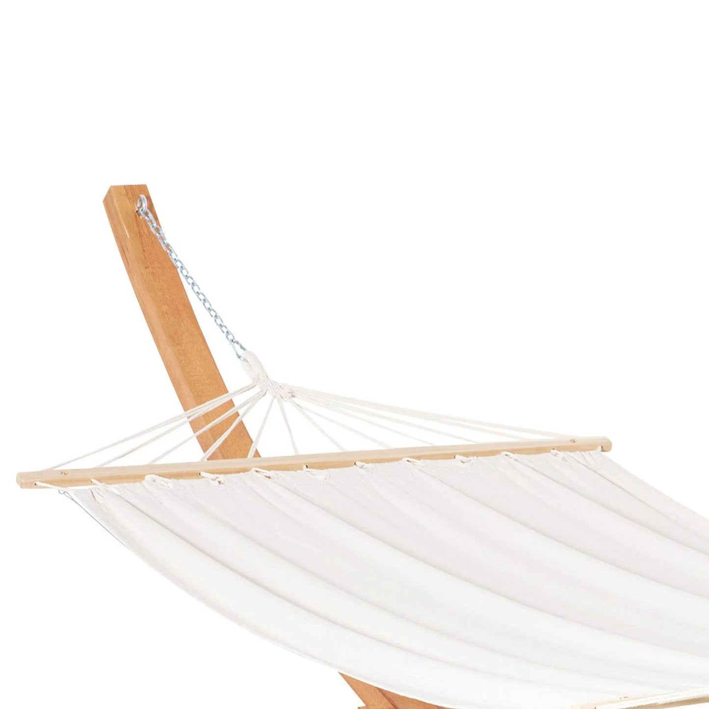 Outsunny White Hammock with Wooden Stand - Patio Swing Bed - ALL4U RETAILER LTD