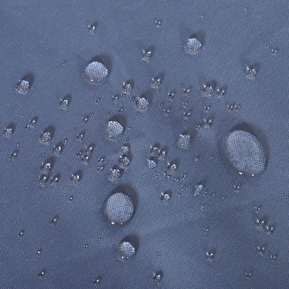 Blue canopy fabric close-up with water droplets for water-resistant protection