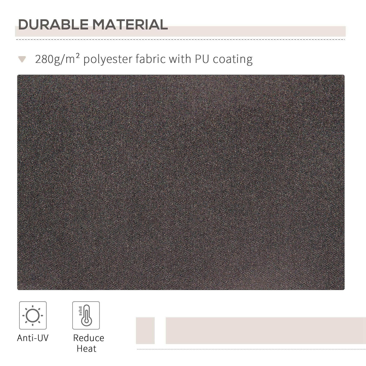 Grey polyester awning fabric panel with textured surface for sun protection