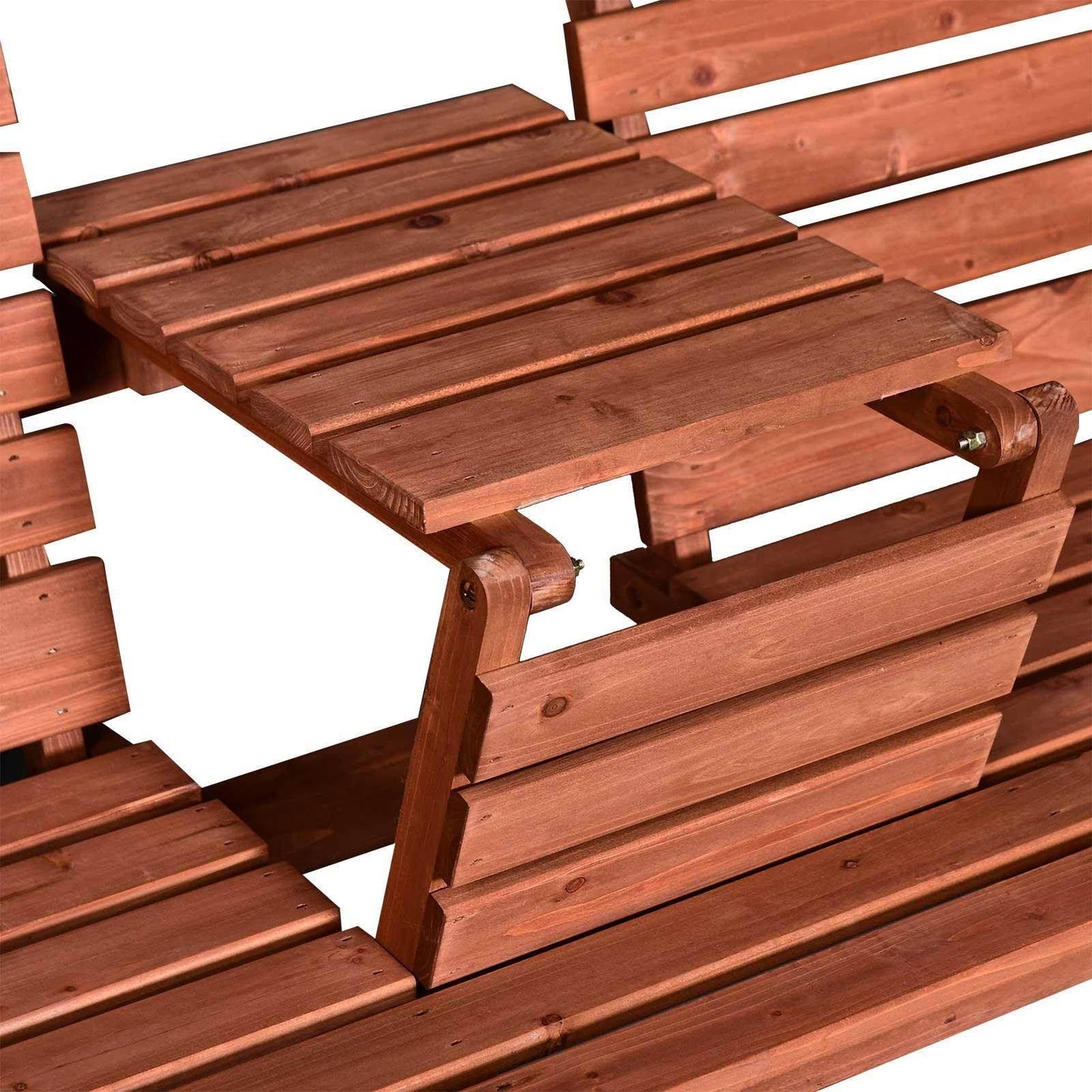 Outsunny Wooden Garden Bench Loveseat with Table - ALL4U RETAILER LTD