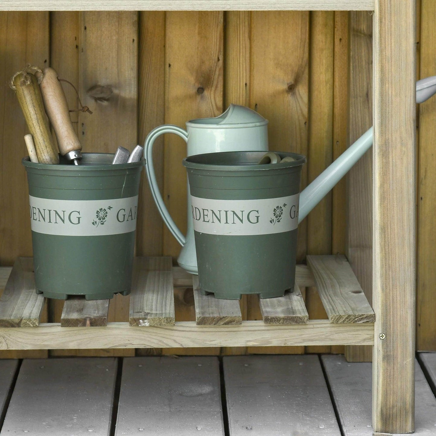 Outsunny Wooden Raised Garden Bed with Legs and Storage Shelf - ALL4U RETAILER LTD