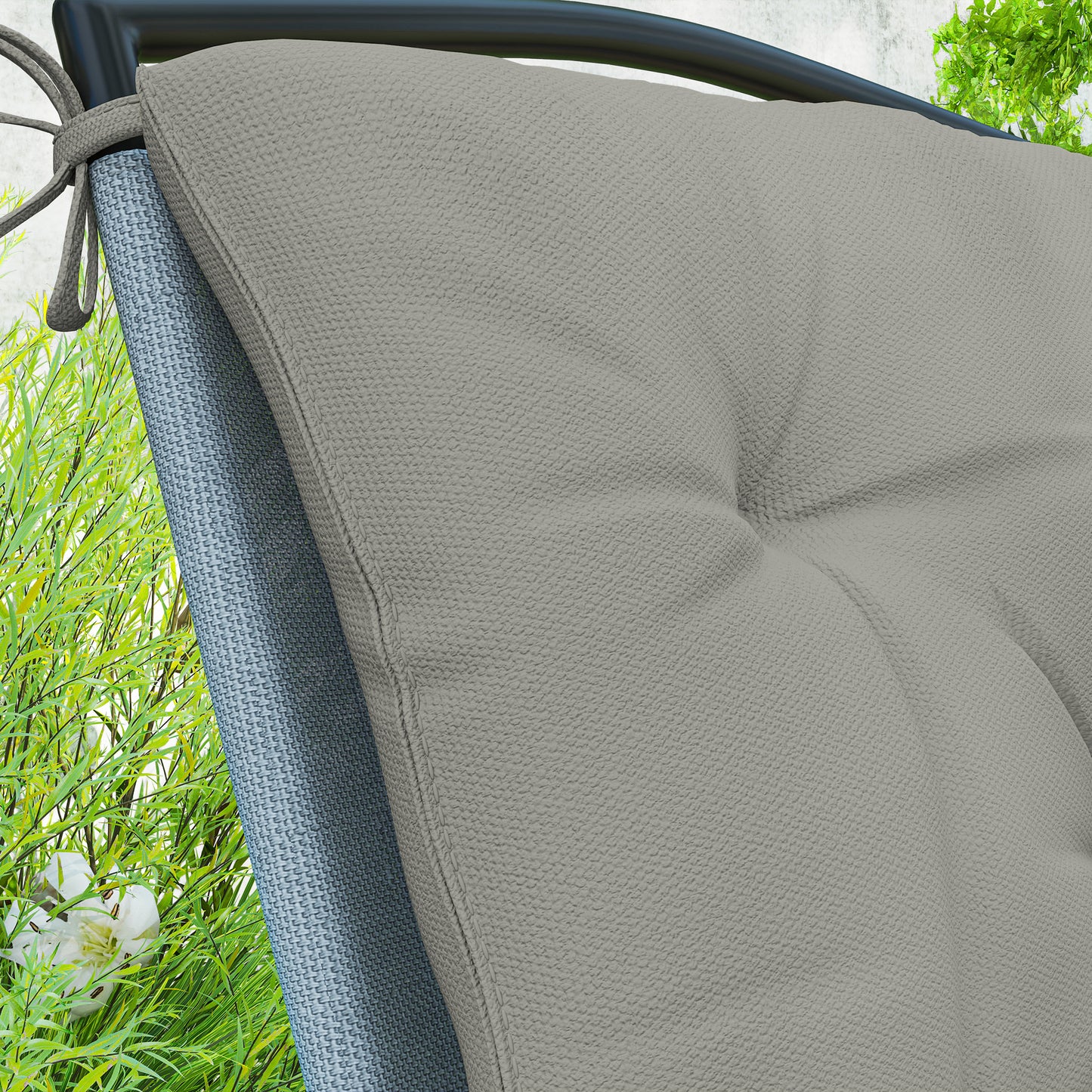 Outsunny Outdoor Seat Cushions Set Of Two Light Grey Polyester Cover Stain Resistant Plush Cotton Filling
