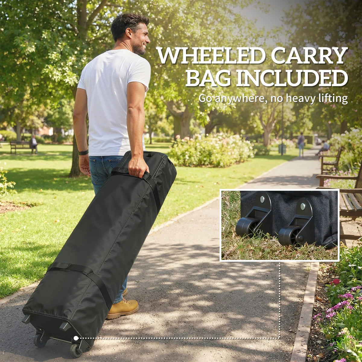 Dark grey wheeled carry bag for pop-up gazebo tent