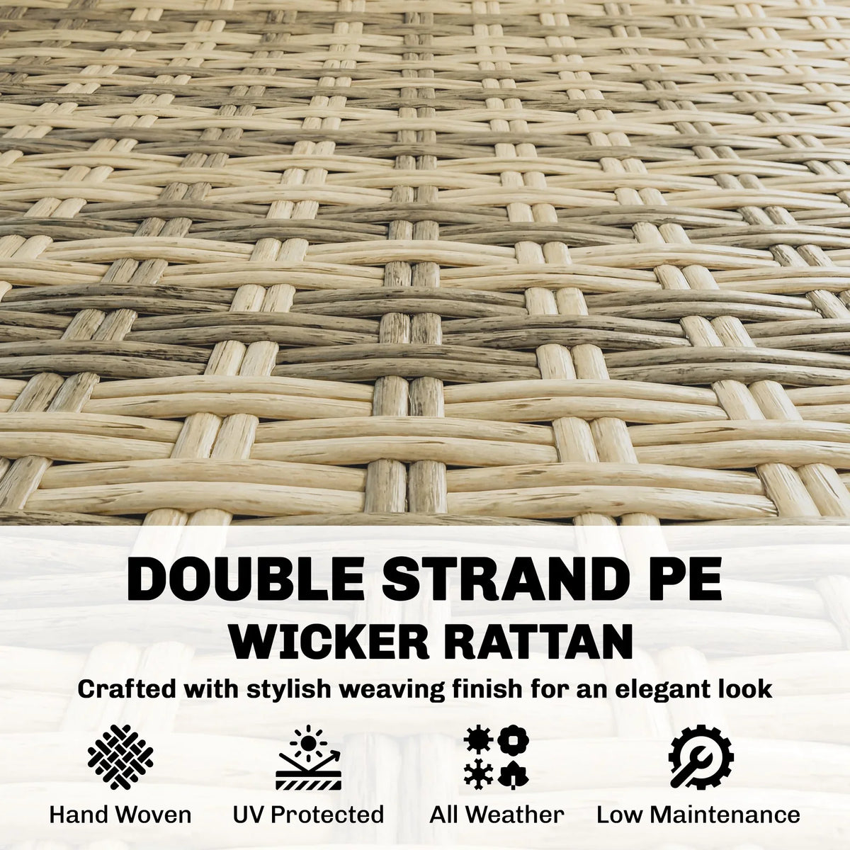 Double-strand woven rattan texture in light beige