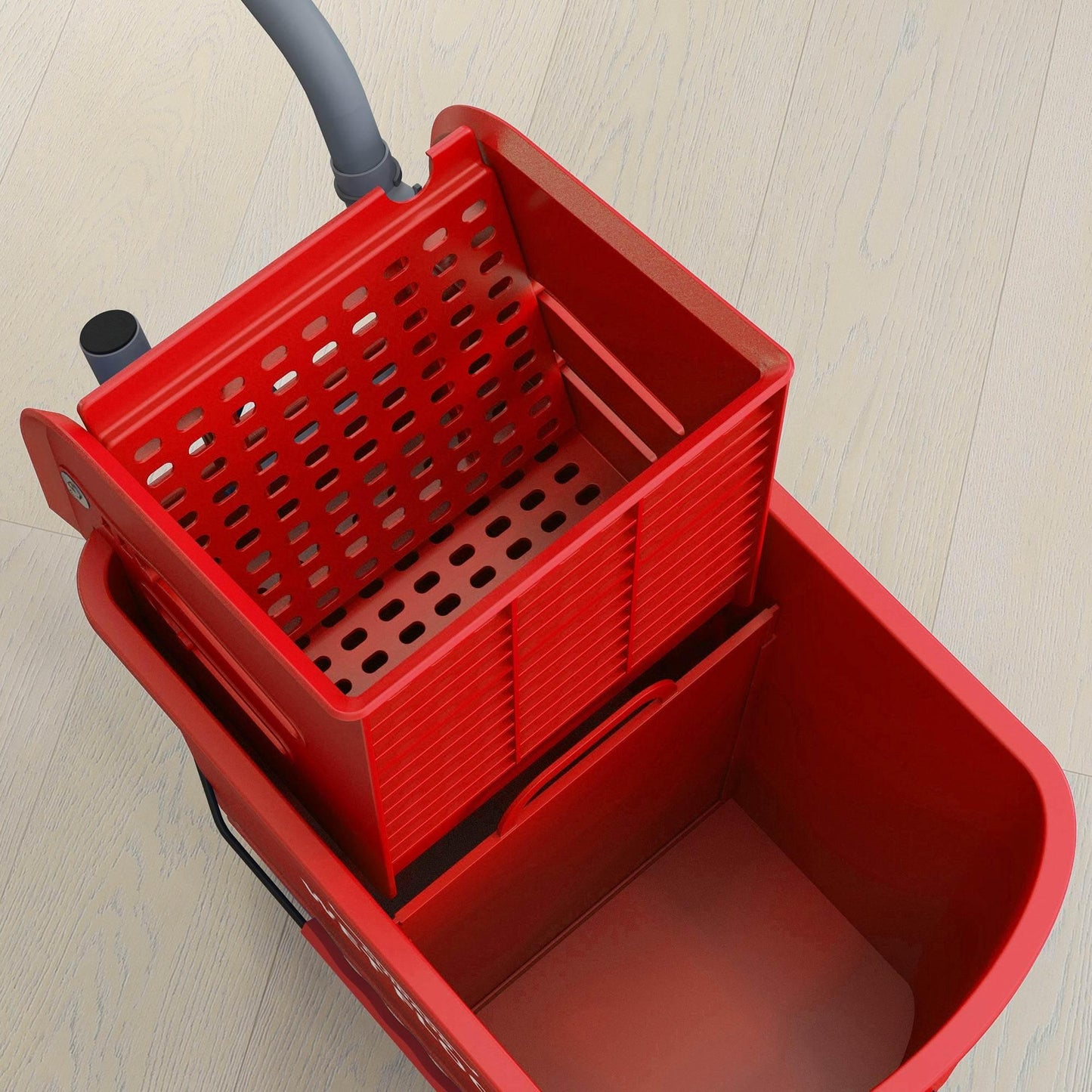 HOMCOM Red 20L Mop Bucket with Removable Wringer and Wheels for Effortless Floor Cleaning - ALL4U RETAILER LTD