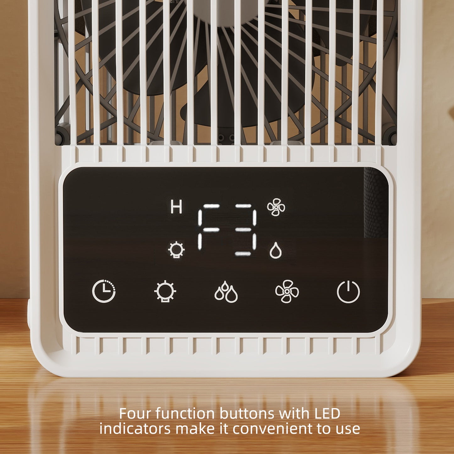 HOMCOM Portable Air Conditioner 4 in 1 Mini Air Cooler with 3 Wind Speeds 2 Mist Modes 7 Colour RGB Light Black