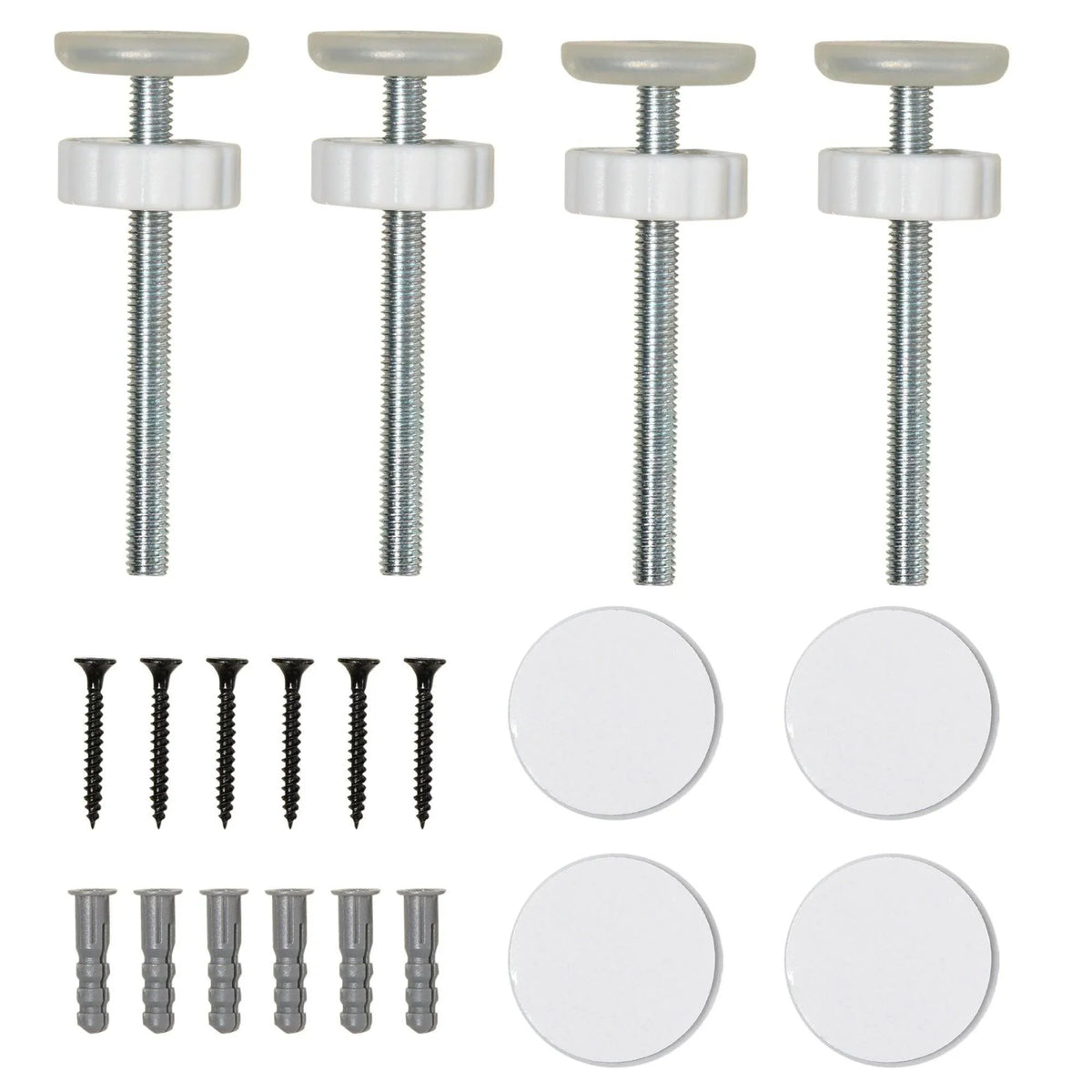 Dog gate hardware set: screws and mounting caps