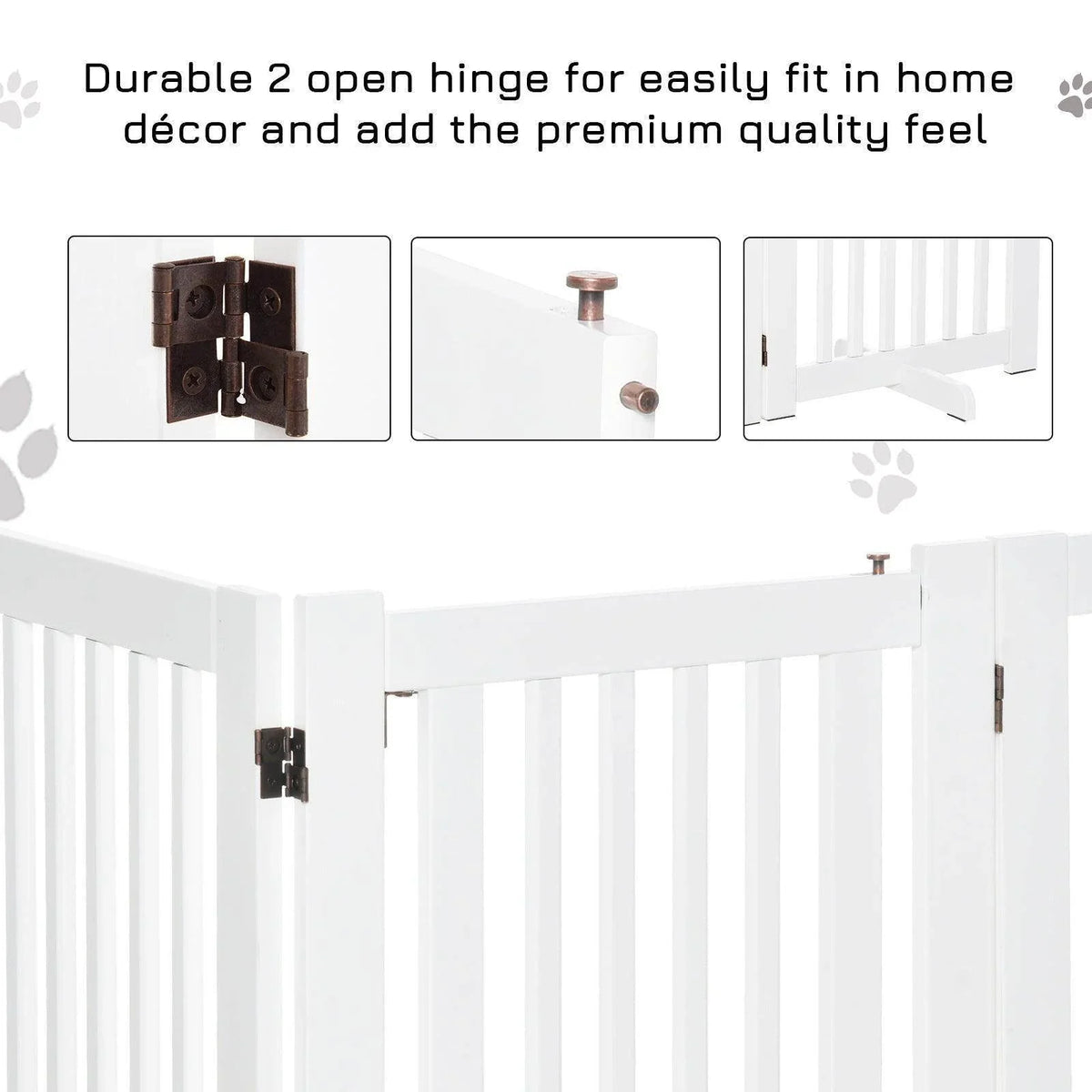 White pet barrier fence with durable two-hinge connection for easy fold and open