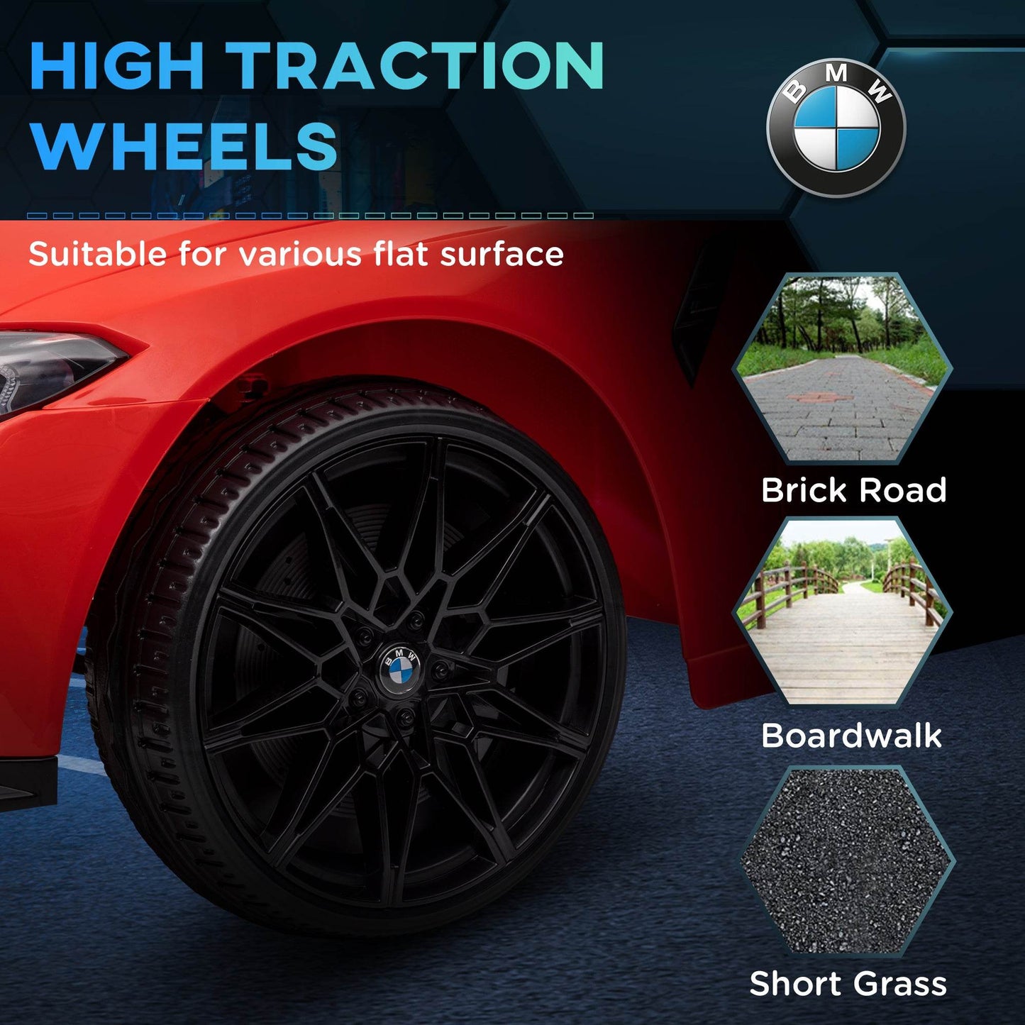 AIYAPLAY 12V BMW M4 Electric Ride-On Car for Kids with Remote Control, Music, LED Lights, and Suspension - Red - ALL4U RETAILER LTD