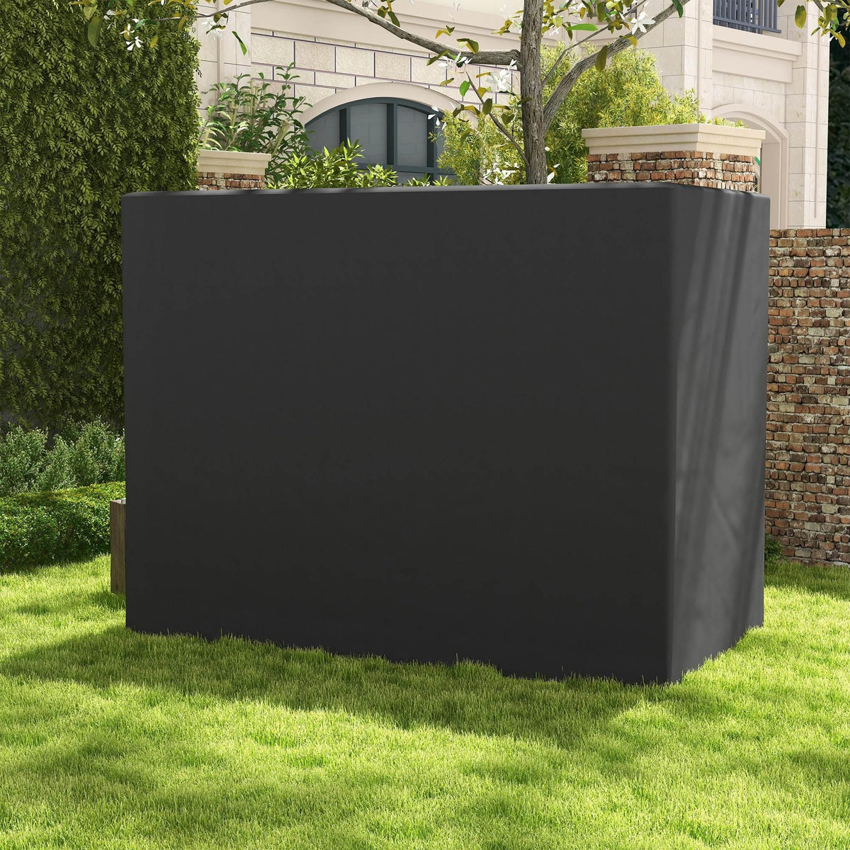 Dark grey 3-seater swing chair cover with fitted drape, outdoor patio accessory