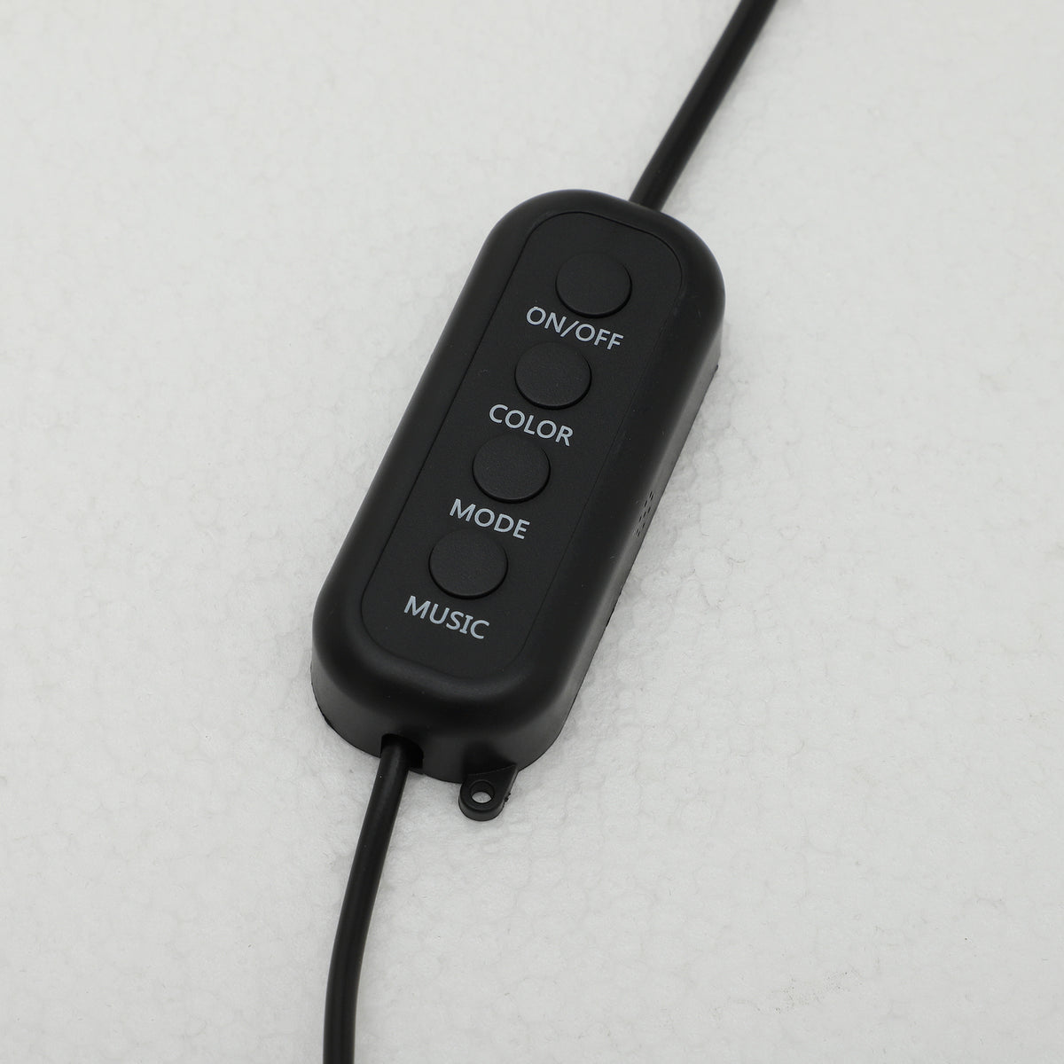 Black wired RGB lamp remote with on/off, color, mode, and music buttons