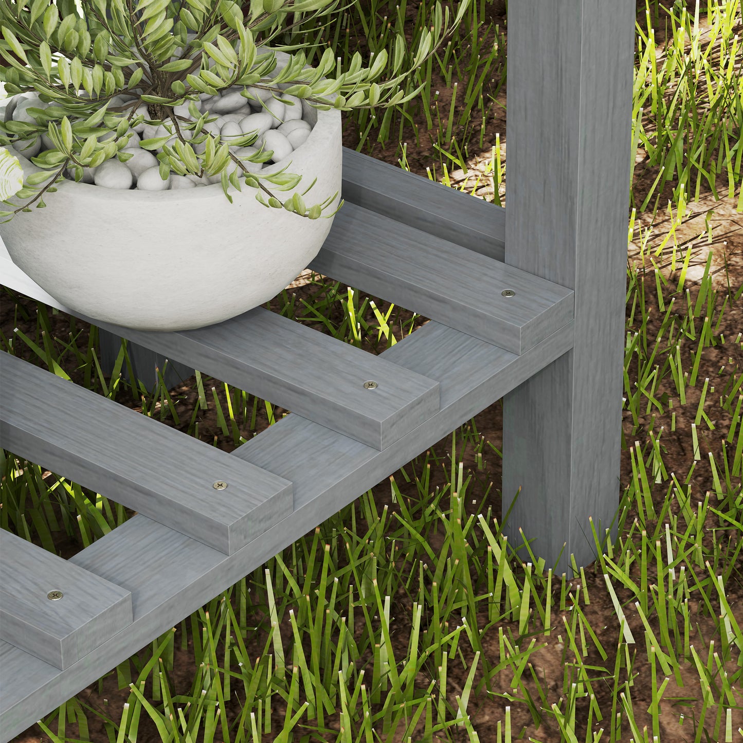 Outsunny Wooden Two Tier Raised Planter in Grey Made From Fir Wood with Weather Resistant Finish for Year Round Use