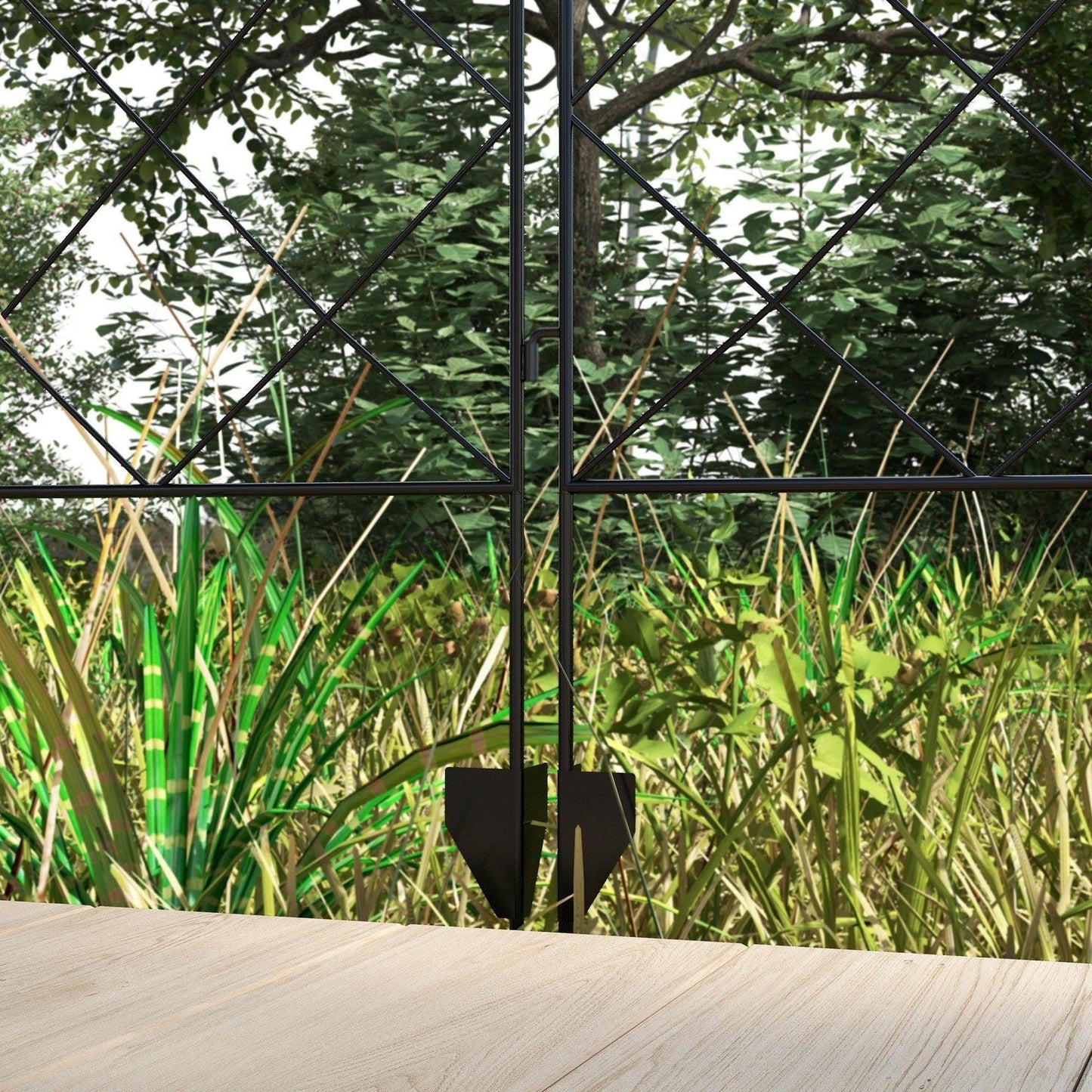 Outsunny Steel Decorative Outdoor Picket Fence Panels Set of 4, Black - ALL4U RETAILER LTD