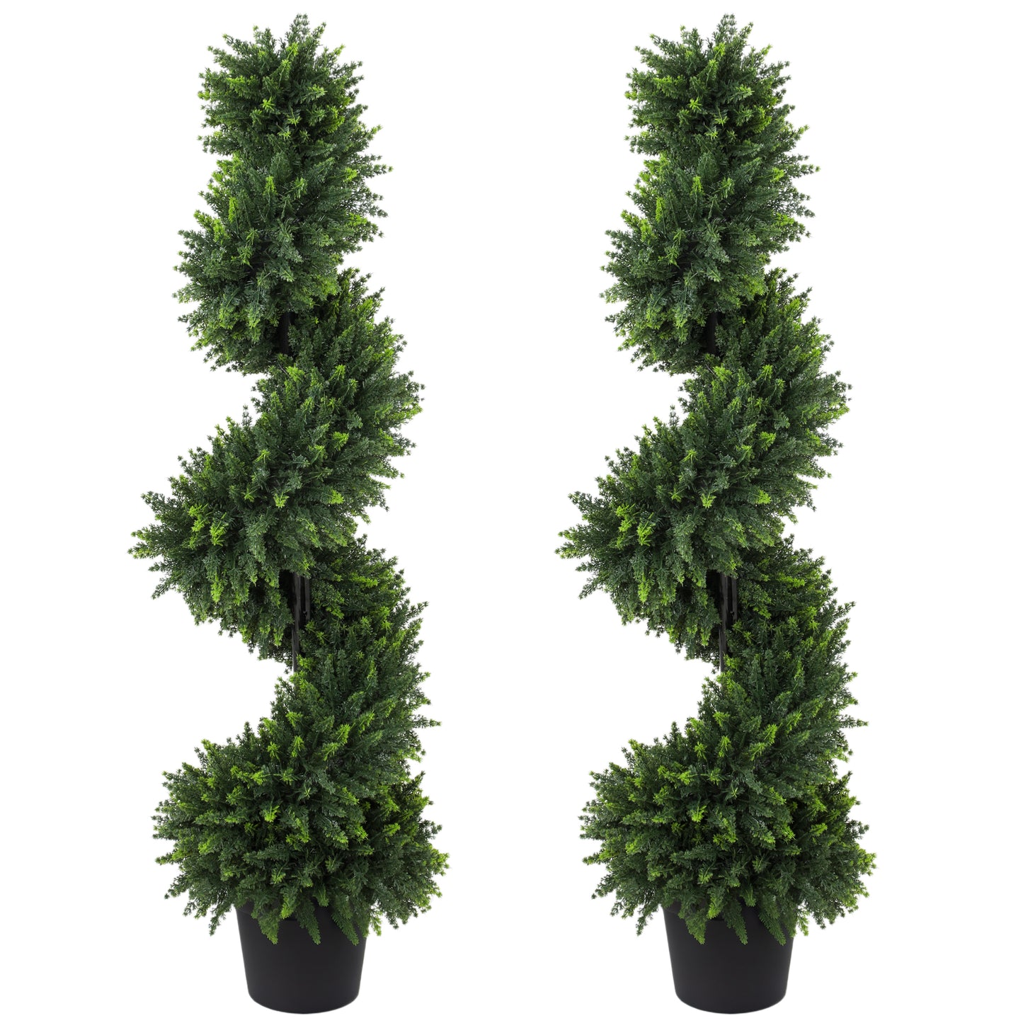 HOMCOM Cypress Set Of 2 Decorative Artificial Plants In Pots UV Resistant For Indoor Outdoor Decor 120 Cm Deep Green