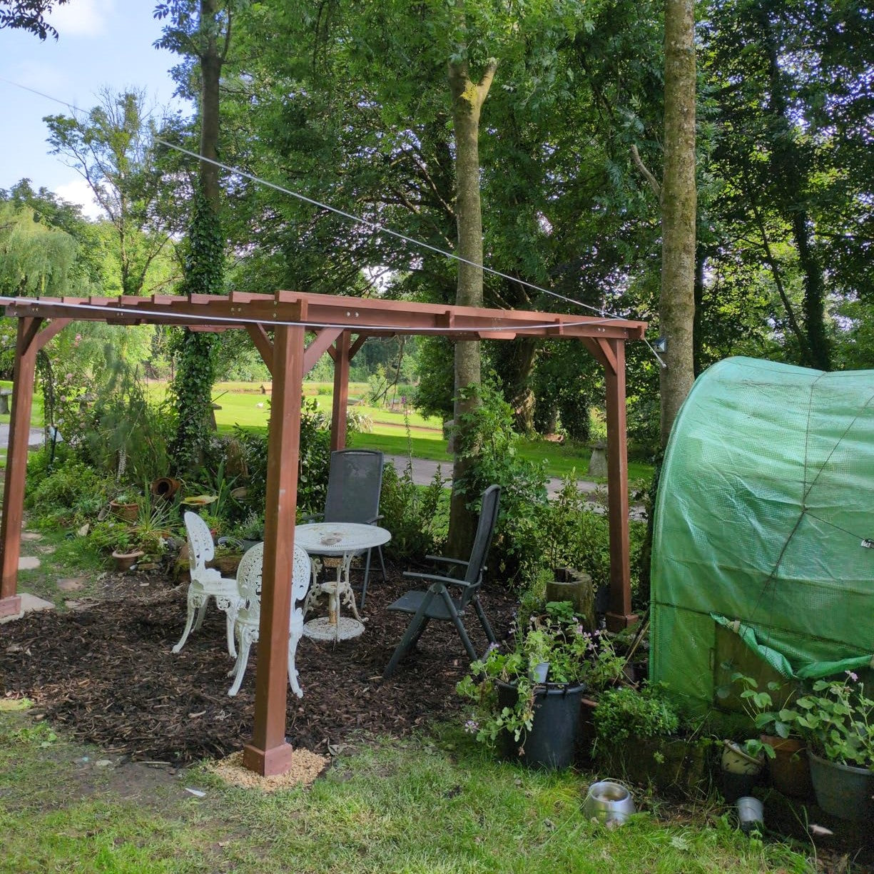 Outsunny 3.3 x 3.3 m Wooden Pergola Kit Garden Gazebo Grape Trellis For Climbing Vines Flowers