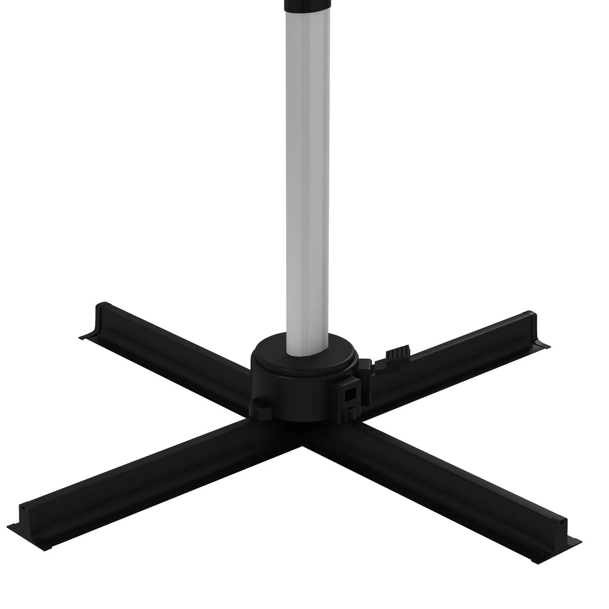 Black cross base for cantilever parasol with central pole connector