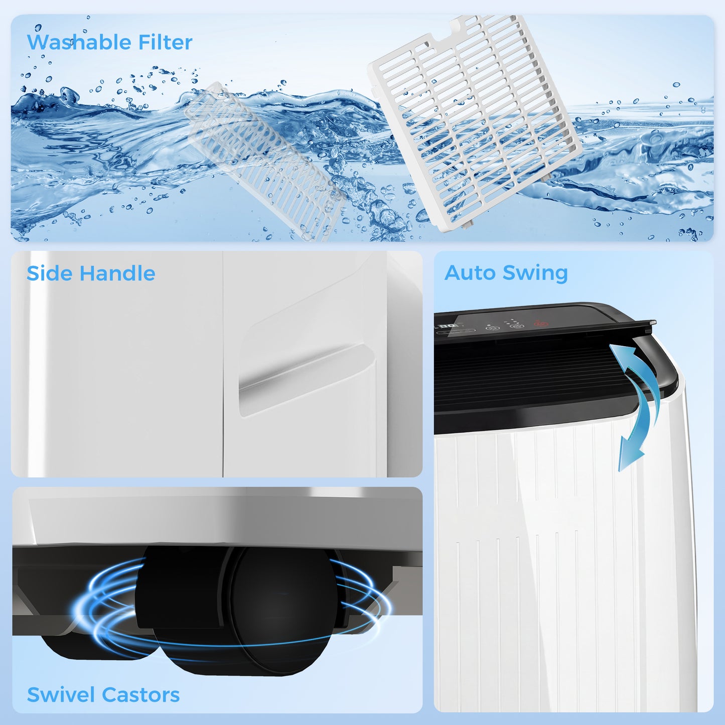 HOMCOM 12000 BTU Five in One Portable Air Conditioner With Cool Heat Dehumidifier Fan Sleep WiFi Voice Control White