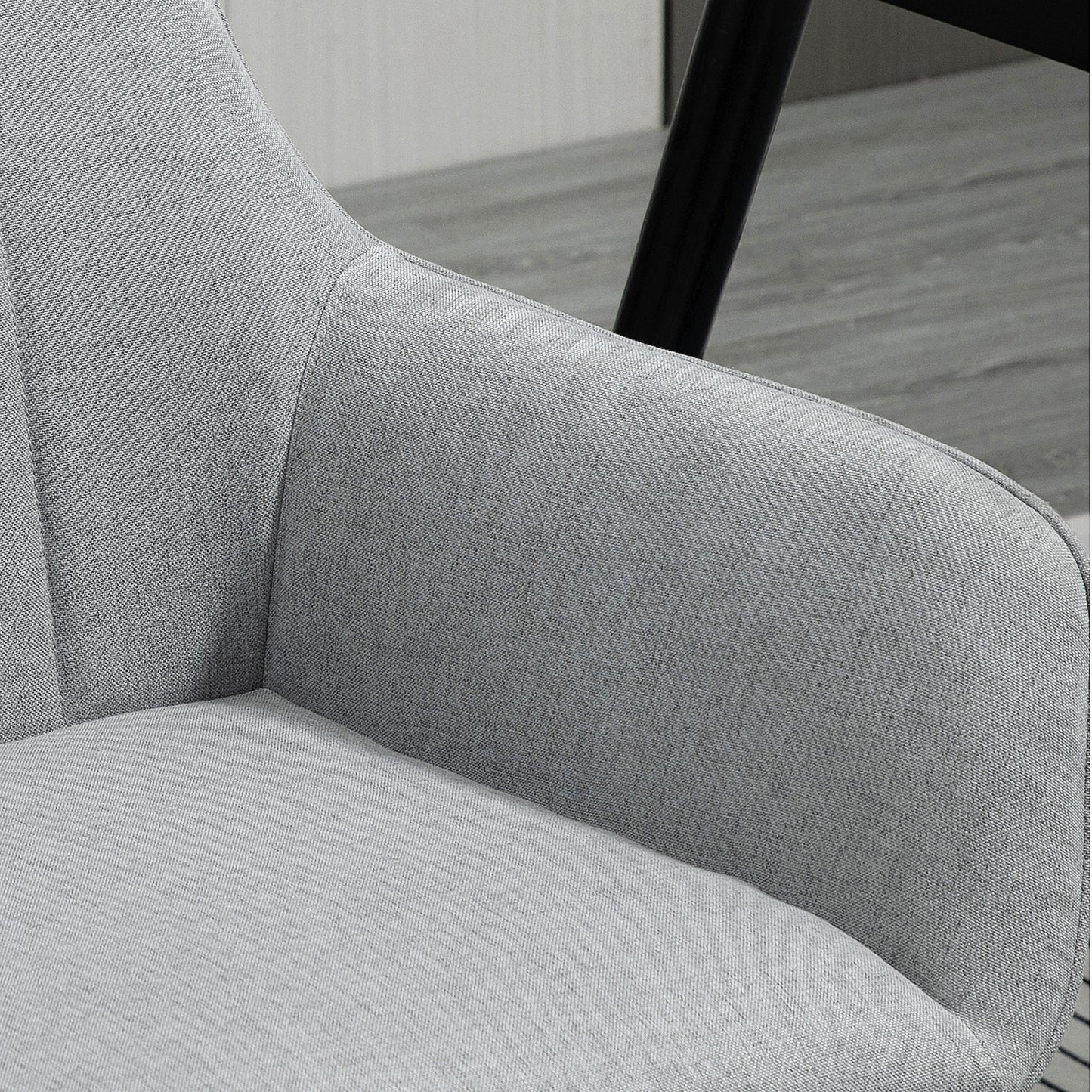 HOMCOM 4 Piece Dining Chair Set Upholstered Linen Fabric With Metal Legs Light Grey For Kitchen, Living Room, Dining Room