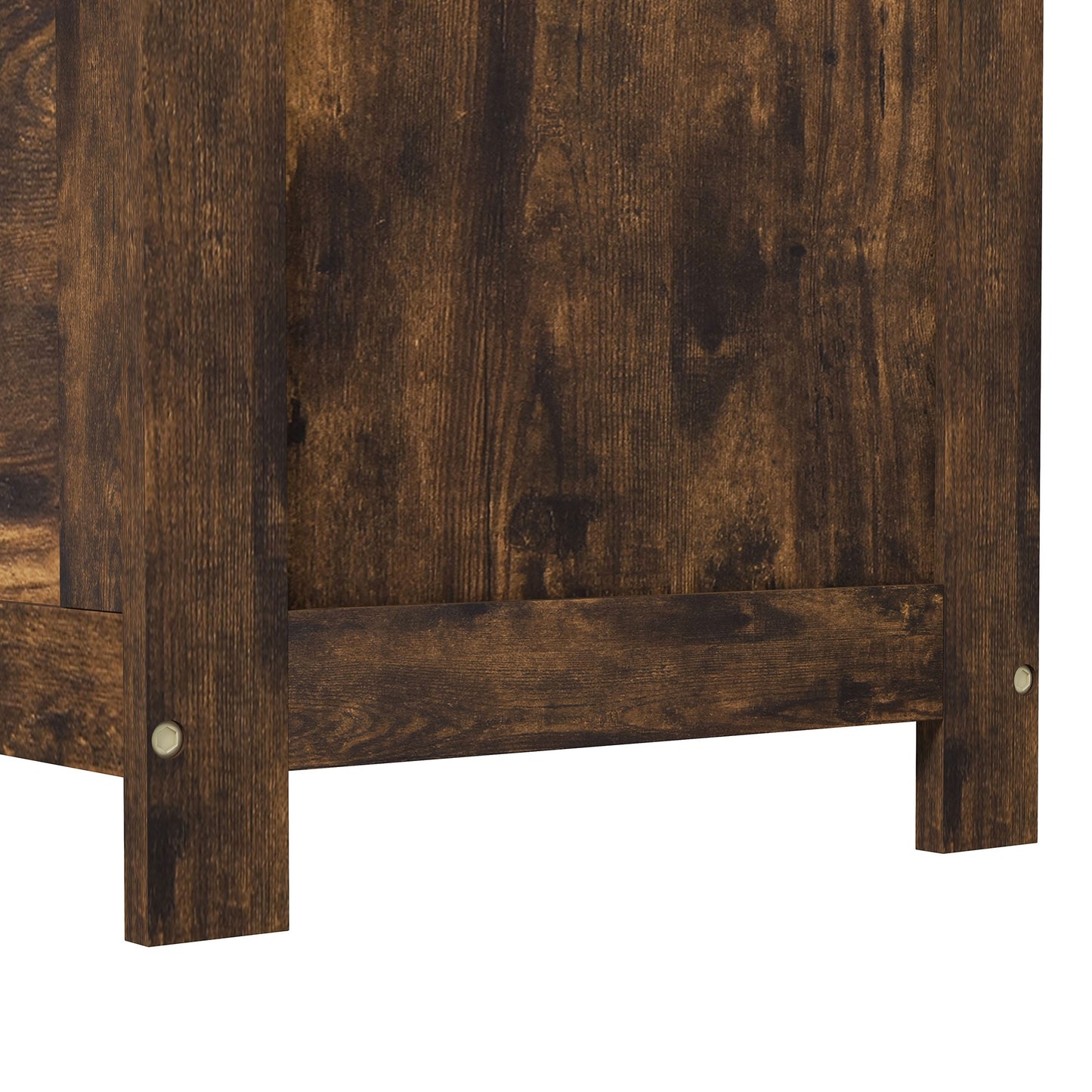 HOMCOM Storage Chest Bench With 2 Safety Hinges And Cut Out Handles Rustic Brown Wooden Toy Box For Living Room