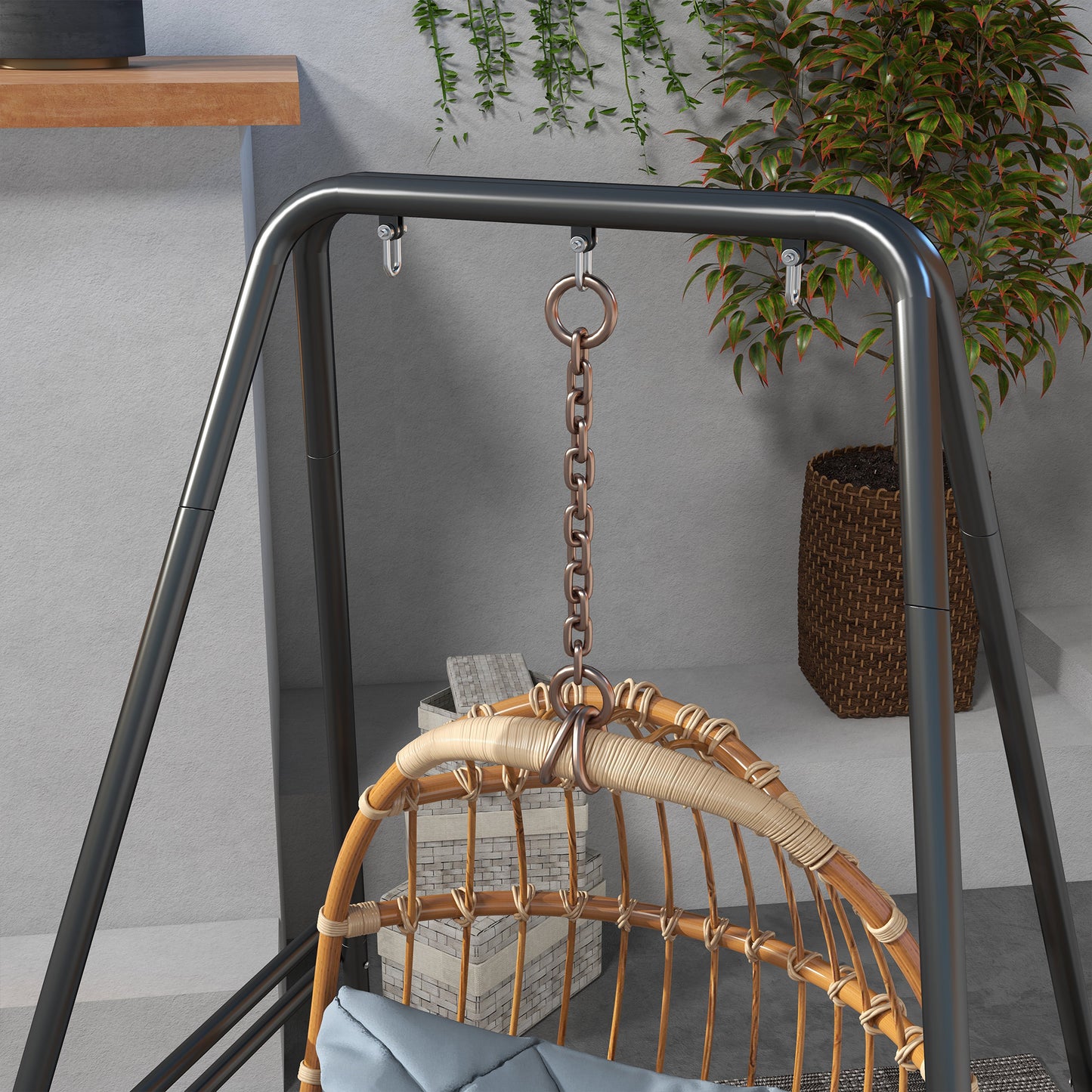Outsunny Hammock Chair Stand Heavy Duty Metal Frame for Hanging Chairs and Egg Chairs Black for Porch and Patio
