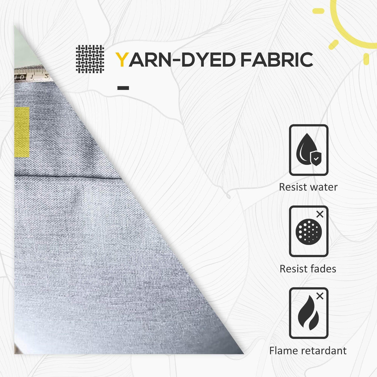 Grey yarn-dyed fabric cushion cover for patio set, water and fade resistant