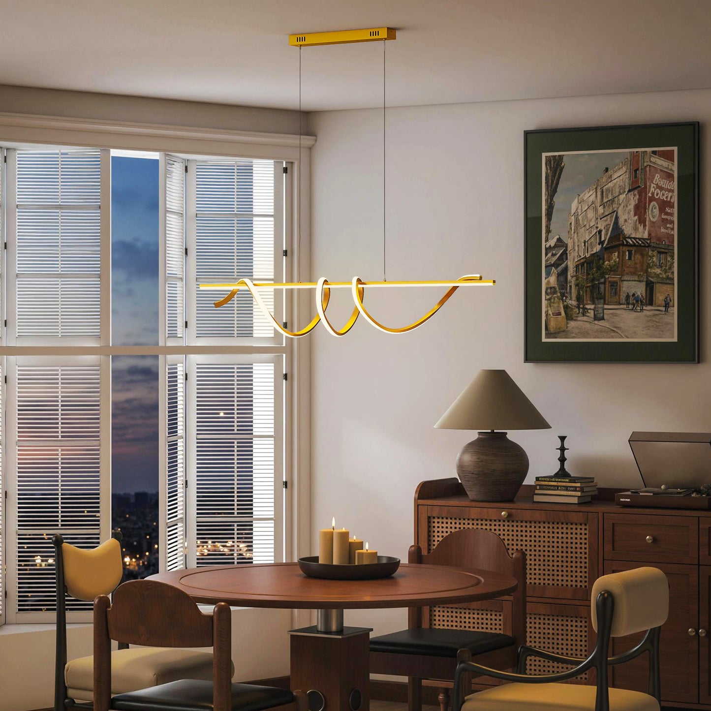 HOMCOM Pendant Light With Three Colour Temperatures Gold Tone Modern Ceiling Fixture Dimmable Ambient And Task Lighting