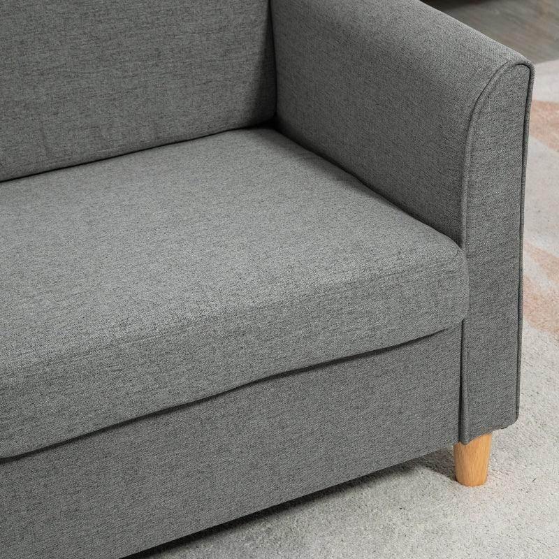 HOMCOM Compact Loveseat Sofa - Modern 2 Seater for Living Room with Wood Legs and Armrests, Grey - ALL4U RETAILER LTD