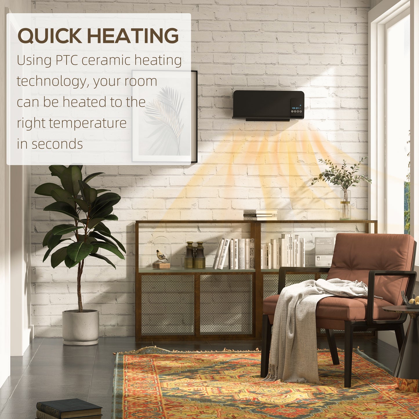 Homcom 2000W Wall Mounted Heater With 18 To 45 C Temperature Range Black Finish Included