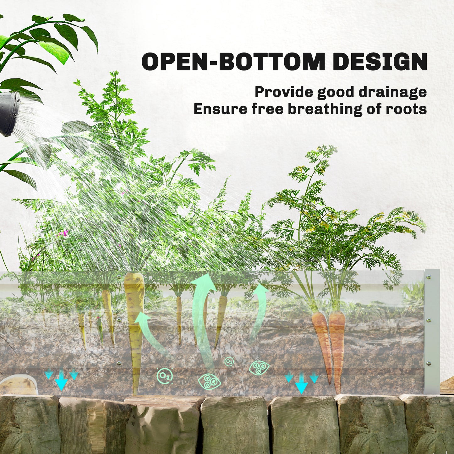 Outsunny Small Greenhouse With Raised Garden Bed Walk In Galvanised Steel Frame Roll Up Windows 141 X 141 X 190 cm White