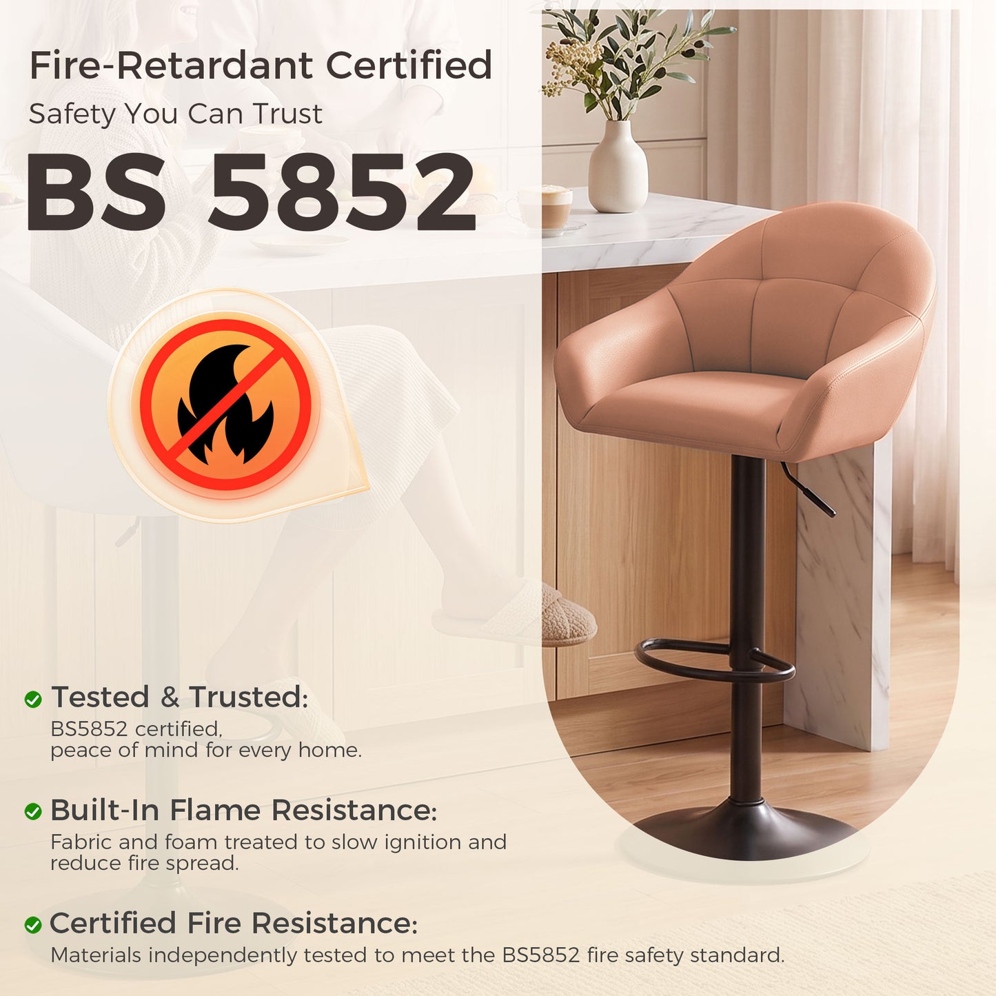 Homcom Adjustable Bar Stools Set Of 2 Swivel Counter Height Brown
