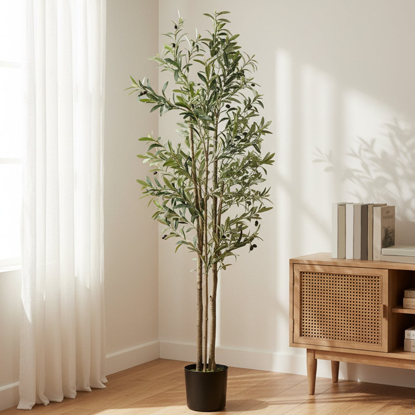 HOMCOM 175 Cm Decorative Artificial Olive Tree Cement Pot With 787 Leaves Realistic Fake Plant
