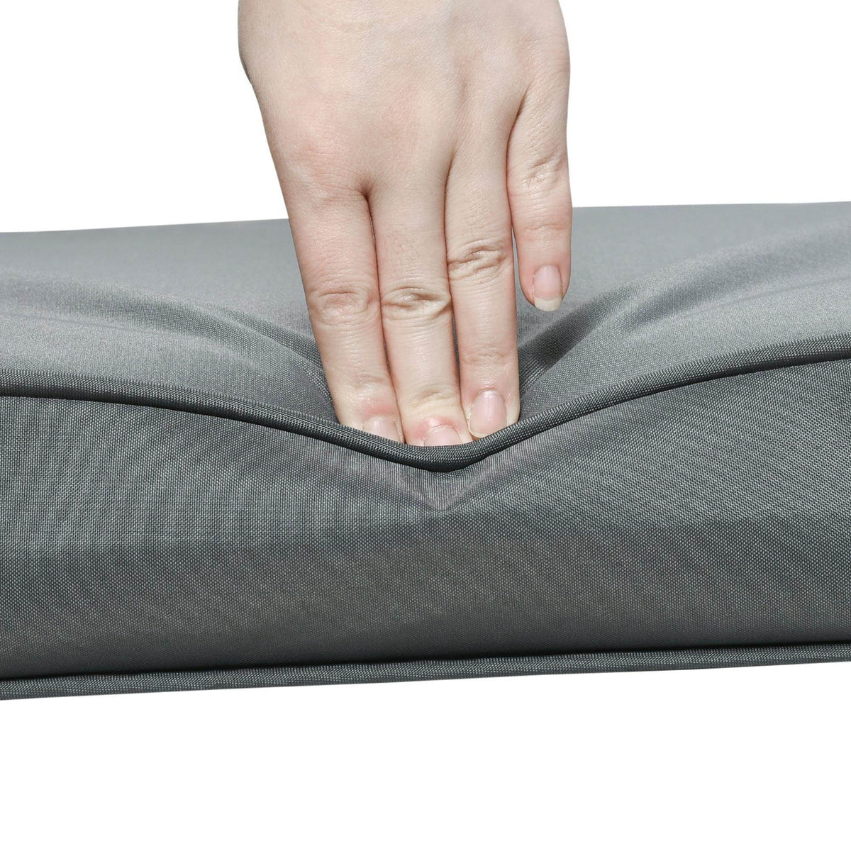 Dark grey cushion foam with hand lifting and folding edge