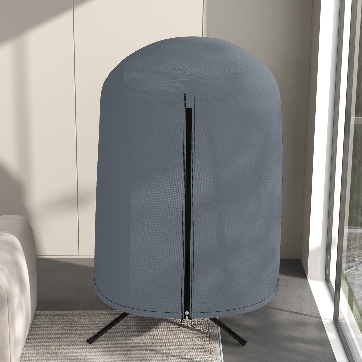 Outsunny 190 X 128cm Hanging Egg Chair Cover Weatherproof PU Coated 420D Outdoor Oxford Fabric Grey