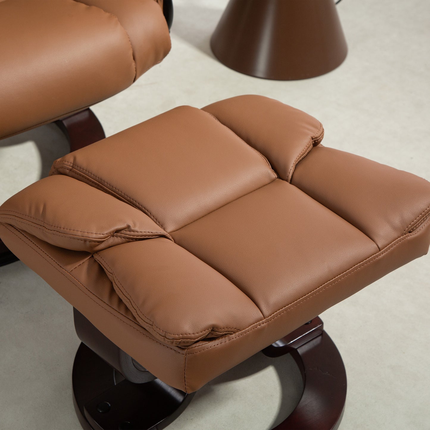 HOMCOM Faux Leather Reclining Armchair And Footstool In Brown With Wide Seat And Thick Padding For Maximum Comfort