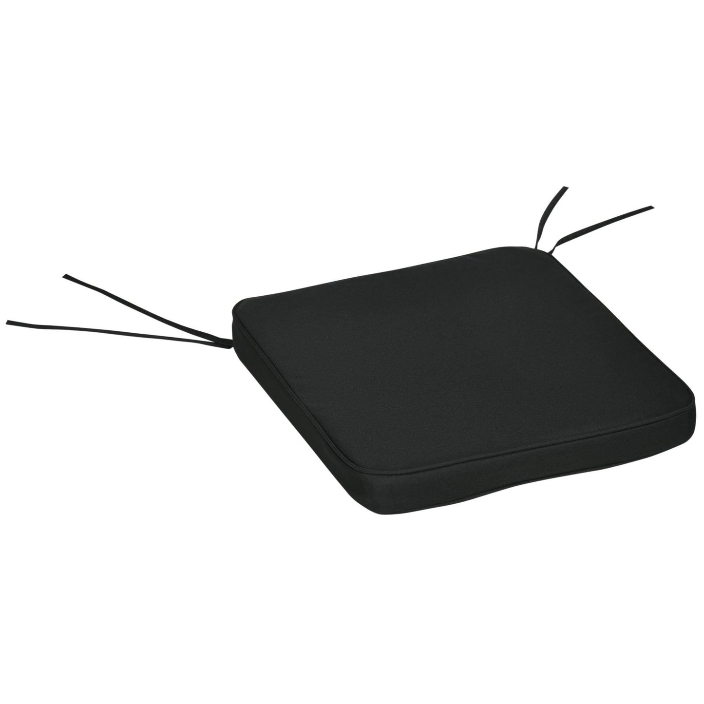 Outsunny Set of 6 Chair Cushion Seat Pads Dining Chair w/ Straps Outdoor Black - ALL4U RETAILER LTD