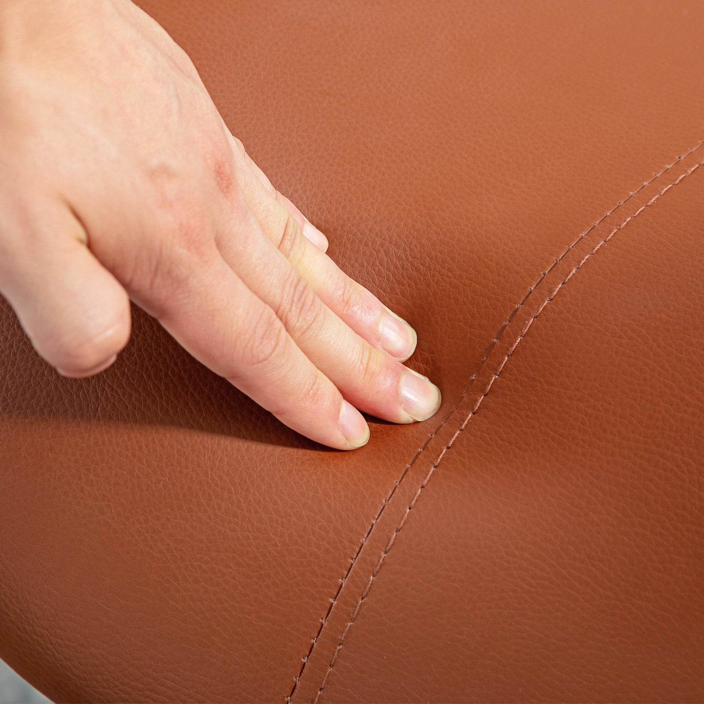 HOMCOM Adjustable Height Saddle Stool for Salon and Spa - Brown Faux Leather - ALL4U RETAILER LTD