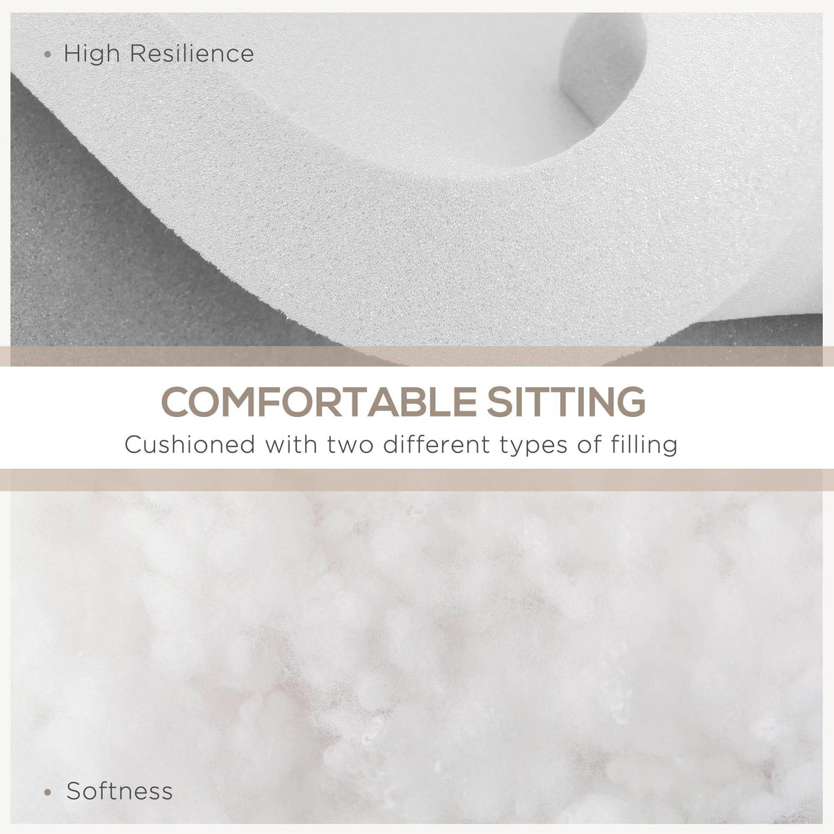 Beige cushion filling close-up with curved contour and textured foam surface